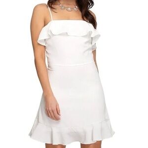 Altar'd State White Ruffle Mini Dress